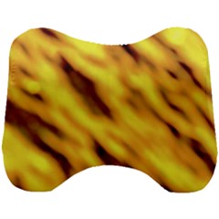 Yellow  Waves Abstract Series No8 Head Support Cushion by DimitriosArt