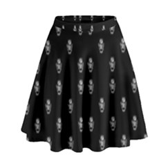 Black And White Sketchy Man Portrait Pattern High Waist Skirt by dflcprintsclothing