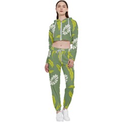 Folk Flowers Print Floral Pattern Ethnic Art Cropped Zip Up Lounge Set by Eskimos