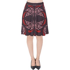 Floral Folk Damask Pattern Fantasy Flowers Floral Geometric Fantasy Velvet High Waist Skirt by Eskimos