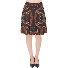 Floral Folk Damask Pattern Fantasy Flowers Floral Geometric Fantasy Velvet High Waist Skirt by Eskimos