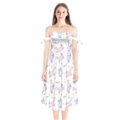 Unicorn Cats Pattern 2 Shoulder Tie Bardot Midi Dress by Littlebird