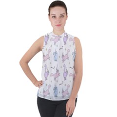 Unicorn Cats Pattern 2 Mock Neck Chiffon Sleeveless Top by Littlebird
