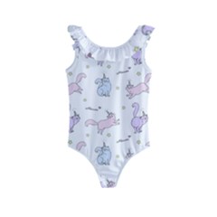 Unicorn Cats Pattern 2 Kids  Frill Swimsuit by Littlebird