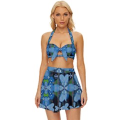 Rare Excotic Blue Flowers In The Forest Of Calm And Peace Vintage Style Bikini Top And Skirt Set  by pepitasart
