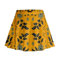 Floral Folk Damask Pattern Fantasy Flowers Floral Geometric Fantasy Mini Flare Skirt by Eskimos