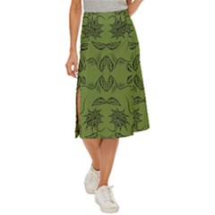 Floral Folk Damask Pattern Fantasy Flowers Floral Geometric Fantasy Midi Panel Skirt by Eskimos
