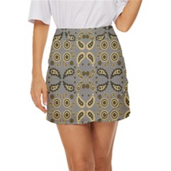 Floral Folk Damask Pattern Fantasy Flowers Floral Geometric Fantasy Mini Front Wrap Skirt by Eskimos