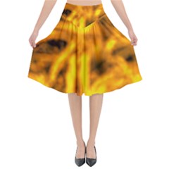 Golden Abstract Stars Flared Midi Skirt by DimitriosArt