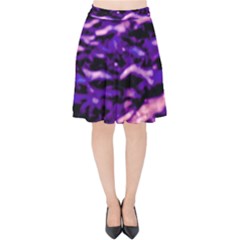 Purple  Waves Abstract Series No1 Velvet High Waist Skirt by DimitriosArt