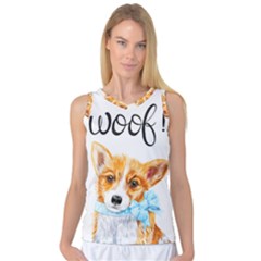 Welsh Corgi Pembrock With A Blue Bow Women s Basketball Tank Top by ladynatali