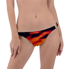 Red  Waves Abstract Series No13 Ring Detail Bikini Bottom by DimitriosArt