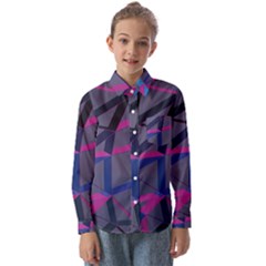 3d Lovely Geo Lines Kids  Long Sleeve Shirt by Uniqued