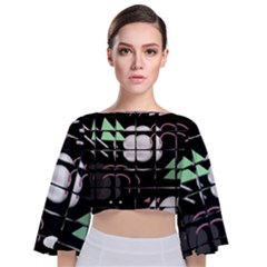 Digital Illusion Tie Back Butterfly Sleeve Chiffon Top by Sparkle