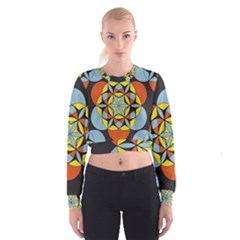 Abstract Pattern Geometric Backgrounds   Cropped Sweatshirt by Eskimos