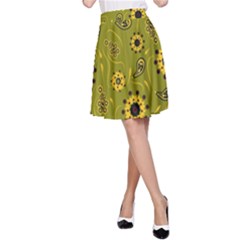 Floral Pattern Paisley Style  A-line Skirt by Eskimos
