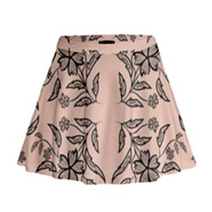 Floral Folk Damask Pattern  Mini Flare Skirt by Eskimos