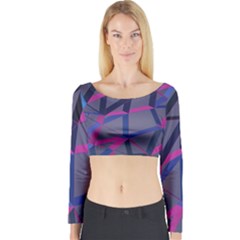 3d Lovely Geo Lines Long Sleeve Crop Top by Uniqued