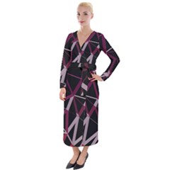 3d Lovely Geo Lines Iii Velvet Maxi Wrap Dress by Uniqued