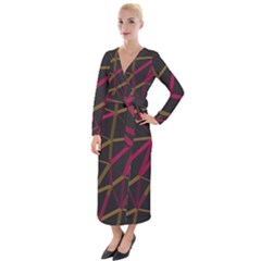 3d Lovely Geo Lines Xi Velvet Maxi Wrap Dress by Uniqued