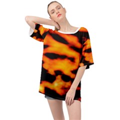 Orange Waves Abstract Series No2 Oversized Chiffon Top by DimitriosArt