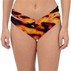 Orange Waves Abstract Series No2 Double Strap Halter Bikini Bottom by DimitriosArt