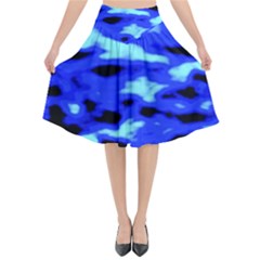 Blue Waves Abstract Series No11 Flared Midi Skirt by DimitriosArt