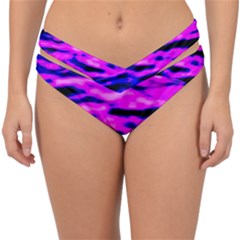 Purple  Waves Abstract Series No6 Double Strap Halter Bikini Bottom by DimitriosArt