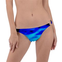 Blue Waves Abstract Series No13 Ring Detail Bikini Bottom by DimitriosArt