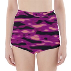 Velvet  Waves Abstract Series No1 High-waisted Bikini Bottoms by DimitriosArt