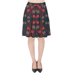 Floral Pattern Paisley Style Paisley Print   Velvet High Waist Skirt by Eskimos