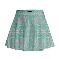 Floral Folk Damask Pattern  Mini Flare Skirt by Eskimos