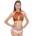 Red Waves Flow Series 1 Cross Front Halter Bikini Top View1