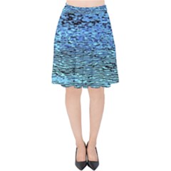 Blue Waves Flow Series 2 Velvet High Waist Skirt by DimitriosArt