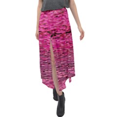 Pink  Waves Flow Series 1 Velour Split Maxi Skirt by DimitriosArt