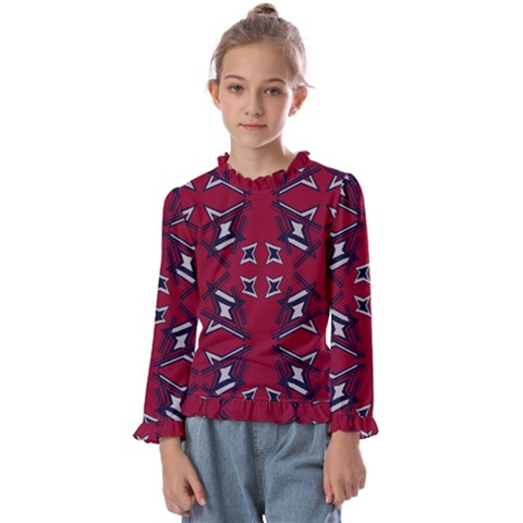 Abstract Pattern Geometric Backgrounds   Kids  Frill Detail Tee by Eskimos