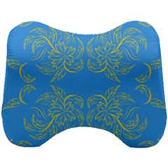 Floral Folk Damask Pattern Fantasy Flowers Floral Geometric Fantasy Head Support Cushion by Eskimos