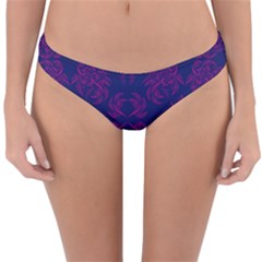 Floral Folk Damask Pattern Fantasy Flowers  Reversible Hipster Bikini Bottoms by Eskimos