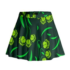 Folk Flowers Print Floral Pattern Ethnic Art Mini Flare Skirt by Eskimos