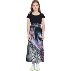 Watercolor Girl Kids  Flared Maxi Skirt by MRNStudios