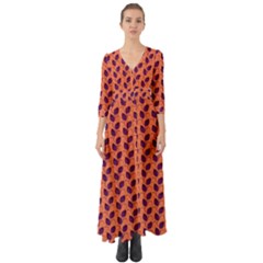 Leafs Button Up Boho Maxi Dress by Sparkle