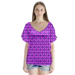 Digital Illusion V-neck Flutter Sleeve Top by Sparkle