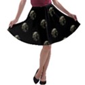 Creepy Head Sculpture With Respirator Motif Pattern A-line Skater Skirt View1