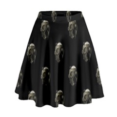 Creepy Head Sculpture With Respirator Motif Pattern High Waist Skirt by dflcprintsclothing