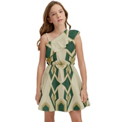 Abstract Pattern Geometric Backgrounds   Kids  One Shoulder Party Dress by Eskimos