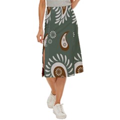 Floral Pattern Paisley Style Paisley Print  Doodle Background Midi Panel Skirt by Eskimos