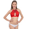 Abstract pattern geometric backgrounds   Cross Front Halter Bikini Top View1