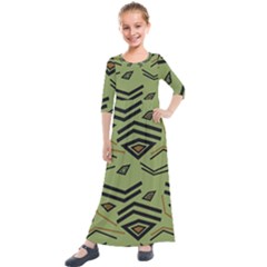Abstract Pattern Geometric Backgrounds   Kids  Quarter Sleeve Maxi Dress by Eskimos