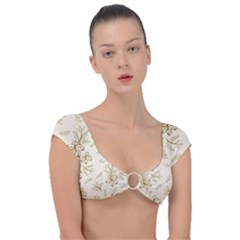 Folk Flowers Print Floral Pattern Ethnic Art Cap Sleeve Ring Bikini Top by Eskimos