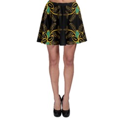 Floral Folk Damask Pattern  Skater Skirt by Eskimos